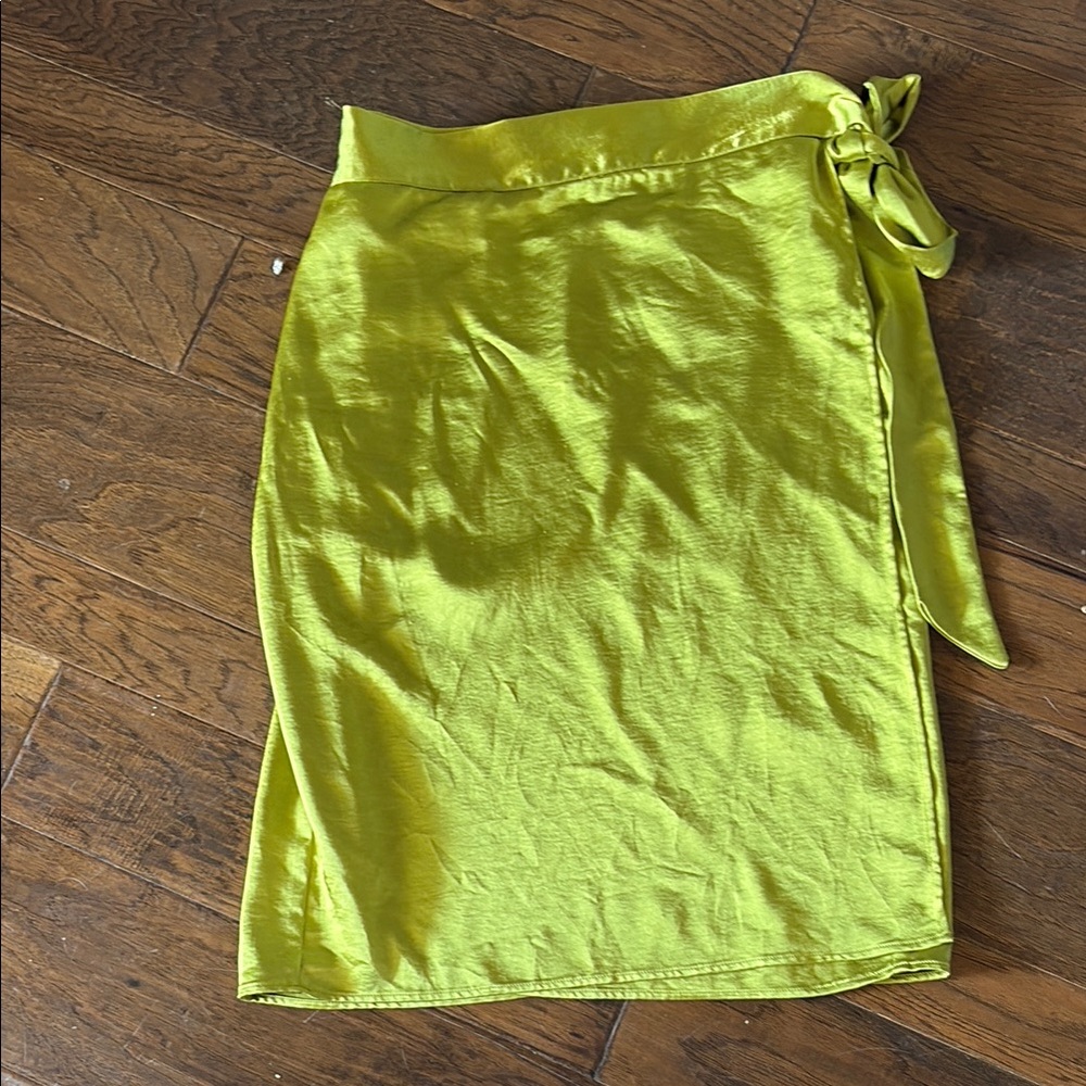 Wildfang Lime Wrap-Detail Pencil Skirt